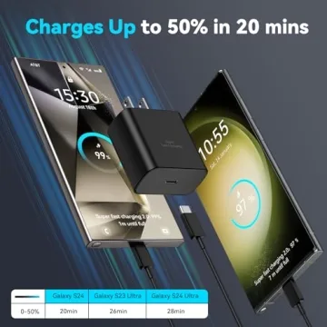 Fast 45W Samsung Charger with 6.6FT USB-C Cable