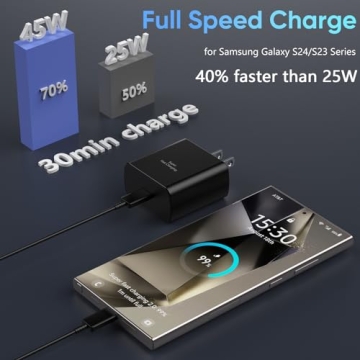 Fast 45W Samsung Charger with 6.6FT USB-C Cable