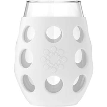 Lifefactory Wine Glass with Protective Silicone Sleeve, 4 Count (Pack of 1), White