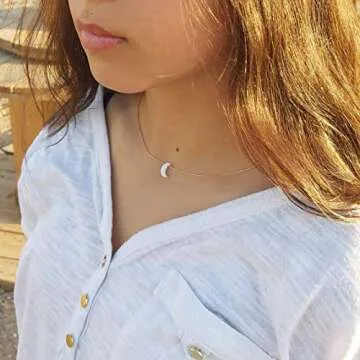 Elegant White Opal Moon Necklace for Women and Girls