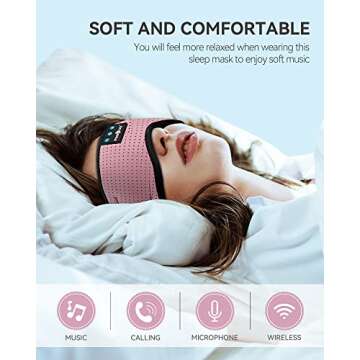 MUSICOZY Bluetooth 5.2 Sleep Headphones Eye Mask, Breathable Sleeping Headband Headphones with Wirel...