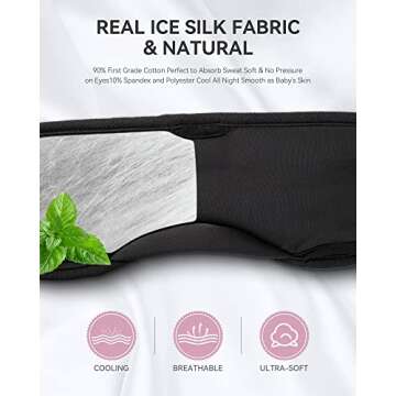 MUSICOZY Bluetooth 5.2 Sleep Headphones Eye Mask, Breathable Sleeping Headband Headphones with Wireless Earbuds Earphones for Side Sleepers Mom Women Cool Tech Unique Gifts Gadget