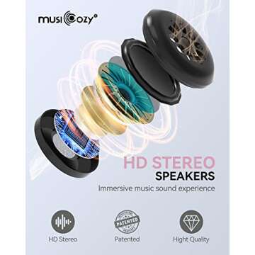 MUSICOZY Bluetooth 5.2 Sleep Headphones Eye Mask, Breathable Sleeping Headband Headphones with Wireless Earbuds Earphones for Side Sleepers Mom Women Cool Tech Unique Gifts Gadget