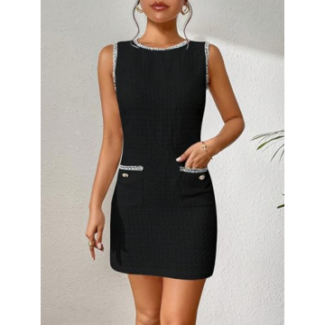 Elegant Floerns Tweed Mini Dress with Pockets for You