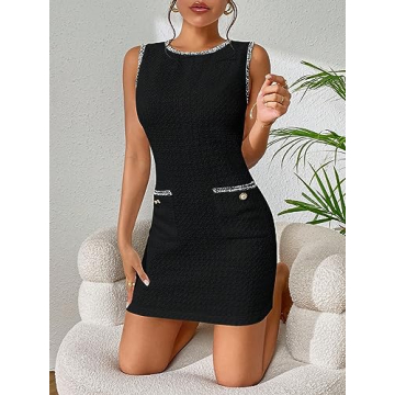 Elegant Floerns Tweed Mini Dress with Pockets for You