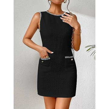 Elegant Floerns Tweed Mini Dress with Pockets for You