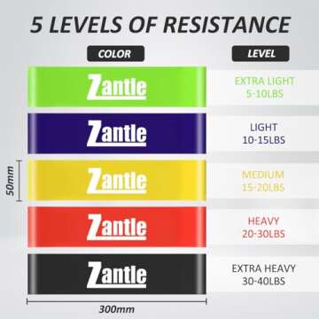 Resistance Band Loops, Workout Bands for Men & Women, Exercise Bands for Physical Therapy, Rubber Resistance Bands Set of 5, Elastic Bands for Home Fitness, Yoga, Gym Training (Multicolor)