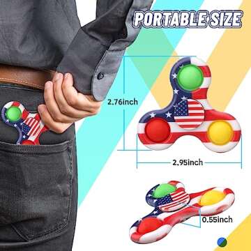 12 PCS Push Pop Bubble Sensory Fidget Spinner Toy - Stress Relief and Educational Fun