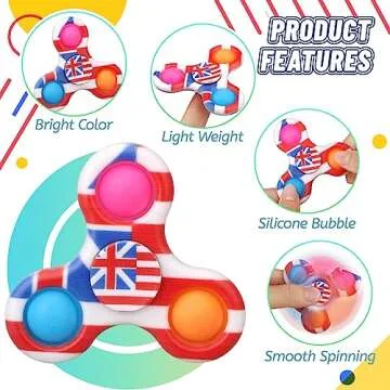 12 PCS Push Pop Fidget Spinner Toy for Stress Relief and Fun