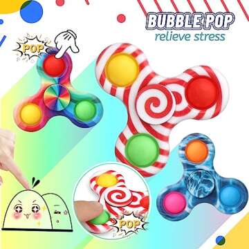 12 PCS Push Pop Fidget Spinner Toy for Stress Relief and Fun