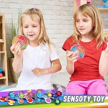 12 PCS Push Pop Fidget Spinner Toy for Stress Relief and Fun