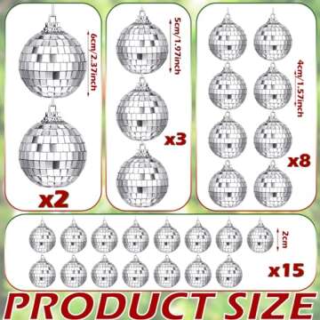 Sumind 28 Pieces Mirror Disco Ball 70s Reflective Mirror Decorations 60s Balls with Fastening Strap ...