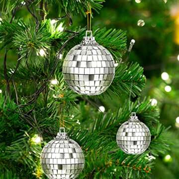 Sumind 28 Pieces Mirror Disco Ball 70s Reflective Mirror Decorations 60s Balls with Fastening Strap for Home Stage Props Festivals Party Accessories