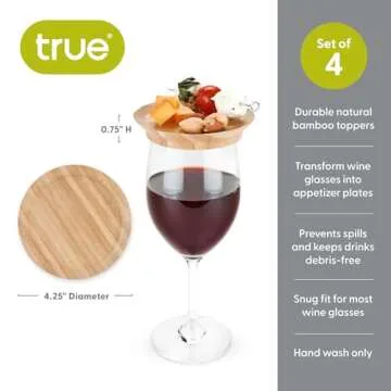 True Bamboo Glass Topper Appetizer Plates - Set of 4