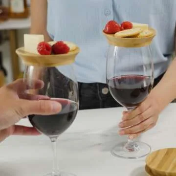 True Bamboo Glass Topper Appetizer Plates - Set of 4