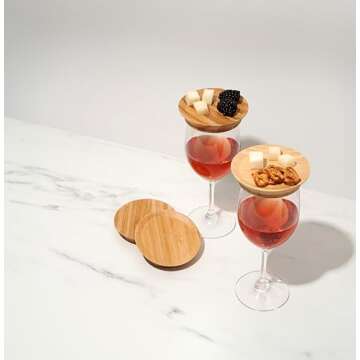 True Bamboo Glass Topper Appetizer Plates - Set of 4