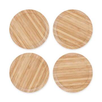 True Bamboo Glass Topper Appetizer Plates - Set of 4