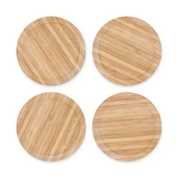 True Bamboo Glass Topper Appetizer Plates - Set of 4