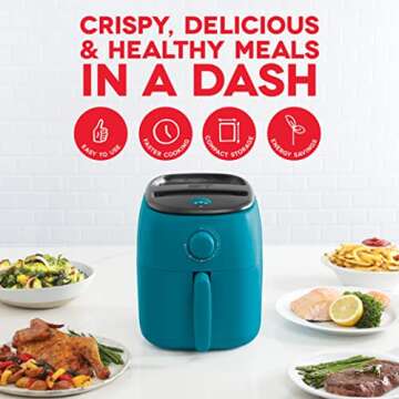 DASH Tasti-Crisp™ Electric Air Fryer Oven, 2.6 Qt., Teal – Compact Air Fryer for Healthier Food ...