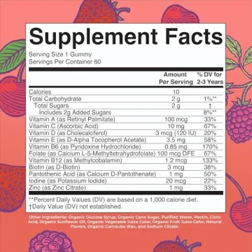 Organic Toddler Multivitamin Gummies USDA Vegan 2+