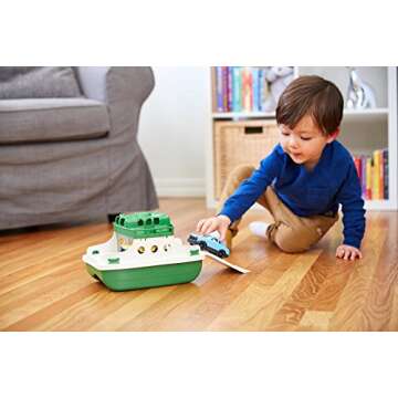 Green Toys Ferry Boat Bathtub Toy, Green/White, 10"X 6.6"x 6.3"