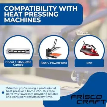 Frisco Craft Transfer Tape for Heat Transfer Vinyl - Iron on Clear Tape for Printable and Patterned Htv, Indoor & Outdoor Adhesive Vinyl - Reusable Up to 5 Times, High Tack (12" x 50 ft)