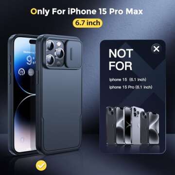 Humixx for iPhone 15 Pro Max Case with Camera Cover, [MagSafe Compatible] [Snug Touch] Slim Protective Shockproof Bumper Hard Magnetic Case for iPhone 15 Pro Max Phone Case 6.7"- Black