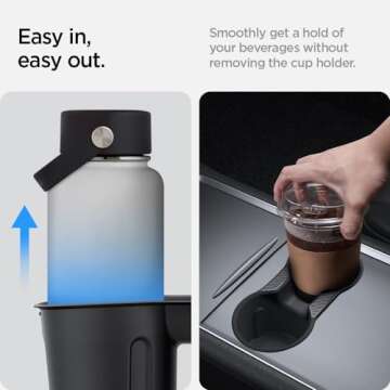 Spigen Cup Holder Insert Relaxed Grip Designed for Tesla Model 3 & Y 2025/2024/2023 [Not Compatible with Model 3 2025/2024 Refresh & New Tesla Model Y 2025 Refresh] (Up to Trenta Cups)