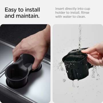 Spigen Cup Holder Insert Relaxed Grip Designed for Tesla Model 3 & Y 2025/2024/2023 [Not Compatible with Model 3 2025/2024 Refresh & New Tesla Model Y 2025 Refresh] (Up to Trenta Cups)