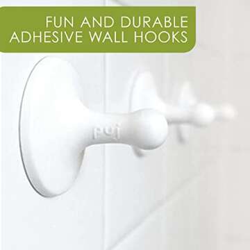 Puj – Nubs, Peel ‘N Stick Adhesive Hooks, Soft and Grippy Wall Hooks for Hanging Bathroom Access...
