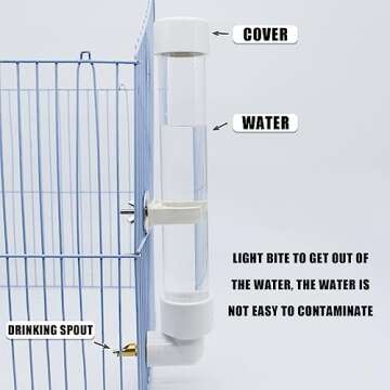 Bird Water Feeder,1PC Automatic Parrot Water Dispenser Bird Water Bottle with Cleaning Brush,Bird Cage Accessories Bird Drinker Bowl Fountain for Parrot Budgie Lovebirds Cockatiel Parakeet,130ML