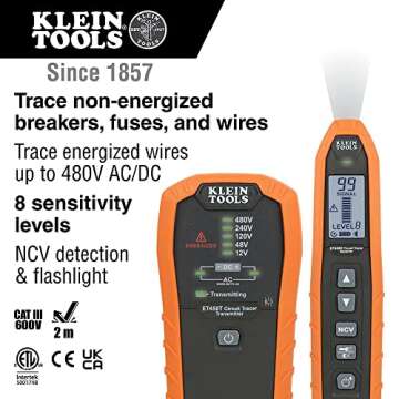 Klein Tools ET450 Advanced Circuit Breaker Finder and Wire Tracer Kit for Energized and Non-Energize...