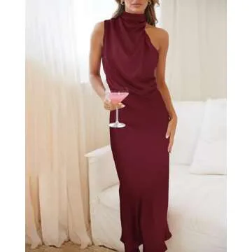 BTFBM Women's Deep Red Sleeveless Party Dress for Weddings