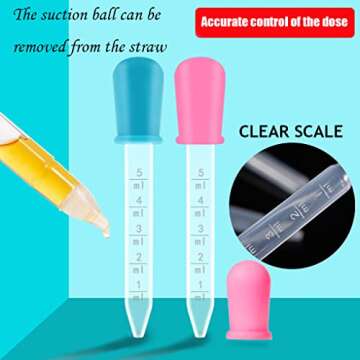 Hsxfl Liquid Droppers 10 PCS, Silicone and Plastic Pipettes with Bulb Tip-5 ML Eye Dropper for Christmas, Halloween, Thanksgiving Candy Molds Gelatin Maker & Gummy Bear Mold- Oils Science