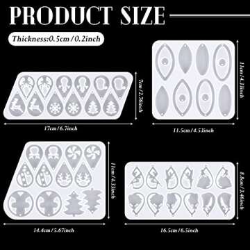 Patelai 4 Pieces Resin Jewelry Earring Silicone Molds Valentine's Day Women Epoxy Mold for Jewelry Making Gift Supplies DIY Craft Necklace Pendant(Snowflake Oval)