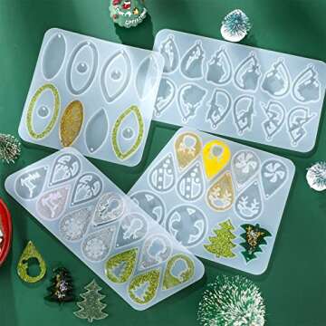 Patelai 4 Pieces Resin Jewelry Earring Silicone Molds Valentine's Day Women Epoxy Mold for Jewelry Making Gift Supplies DIY Craft Necklace Pendant(Snowflake Oval)