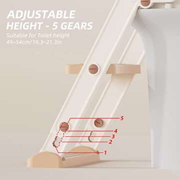 XJD Potty Training Toilet for Toddler, Potty Toddler Toilet with Step Ladder for Kids Boys Girls Potty Training Seat Adjustable Comfortable PU Safe Potty Seat with Anti-Slip Pads (Gold)