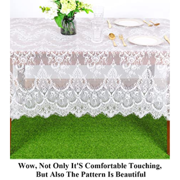 Elegant Pardecor Lace Tablecloth 60x120 inches for Celebrations