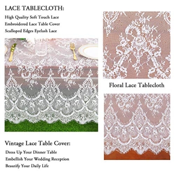 Elegant Pardecor Lace Tablecloth 60x120 inches for Celebrations