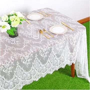 Elegant Pardecor Lace Tablecloth 60x120 inches for Celebrations