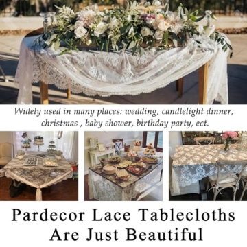 Elegant Pardecor Lace Tablecloth 60x120 inches for Celebrations