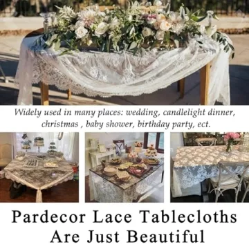 Elegant Pardecor Lace Tablecloth 60x120 inches for Celebrations
