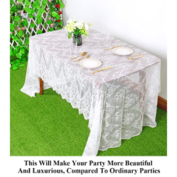 Elegant Pardecor Lace Tablecloth 60x120 inches for Celebrations