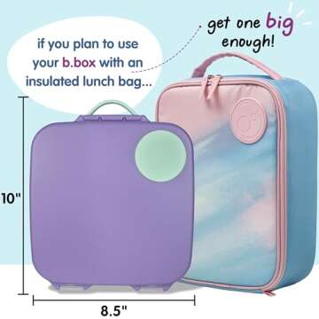b.box Oversized Lunch Box for Kids: Bento Box with 4 Compartments (2 Leak Proof), Removable Divider,...