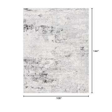 Rugs.com Leipzig Collection Area Rug – 9X12 Grey Low-Pile Rug Perfect for Living Rooms, Large Dini...