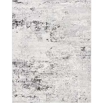 Rugs.com Leipzig Collection Area Rug – 9X12 Grey Low-Pile Rug Perfect for Living Rooms, Large Dining Rooms, Open Floorplans