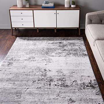 Rugs.com Leipzig Collection Area Rug – 9X12 Grey Low-Pile Rug Perfect for Living Rooms, Large Dining Rooms, Open Floorplans