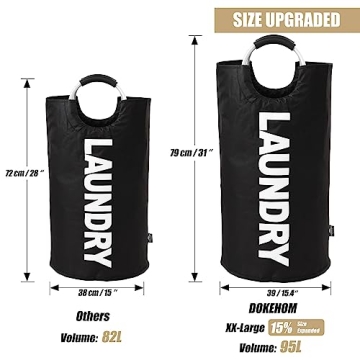 DOKEHOM Large Laundry Basket - 95L Collapsible Hamper