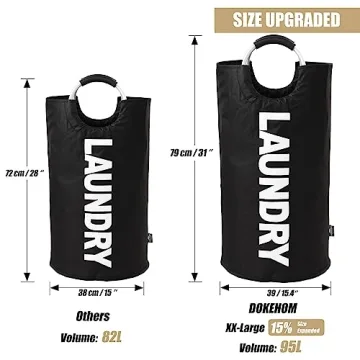 DOKEHOM Large Laundry Basket - 95L Collapsible Hamper