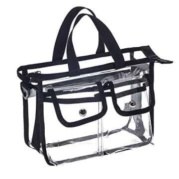 Jula Vance Medium Clear PVC Makeup Artist Set Bag Transparent Cosmetic Storage Bag Travel Make up Kits Organizer MUA Bag Stadium Approved Clear Tote Bag with Removable Shoulder Strap